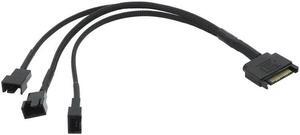 Black Sleeved 30cm Cooler  Cooling Fan Splitter Power Cable 12V SATA To Multiport 4Pin Connector for Molex IDE Computer PC DIY(30cm)
(SATA 1 to 3)
