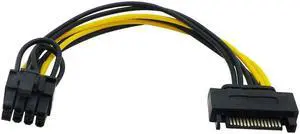15pin SATA Male To 6pin PCI-E Power Supply Cable 20cm SATA Cable 15-pin To 8 Pin Cable Wire For Graphic Card Adapter Cables