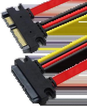 50cm Male to Female 7+15 22Pin Serial ATA Data Power Cable 22 Pin SATA Extension Cord Connector for 2.5'' 3.5'' HDD SSD