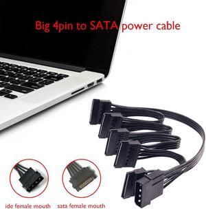 4 Pin 1 to 5 SATA 15 Pin Hard Drive Power Supply Splitter Cable 18AWG for DIY PC 4 Pin To Hard Disk SATA Adapter Cable