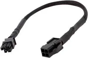 Style Sleeved ATX 4 Pin P4 Male to ATX P4 Female CPU Power Extension Cable Black