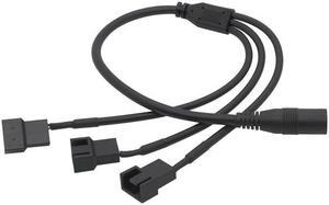DC 5.5*2.1 mm Female 1 to 3 12V 4Pin PWM Fan Adapter Power Supply Connector Cable