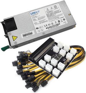 1200W Platinum Power Supply Kit Server PSU With Breakout Board and 12pcs PCIe 6Pin to 6+2Pin Cable