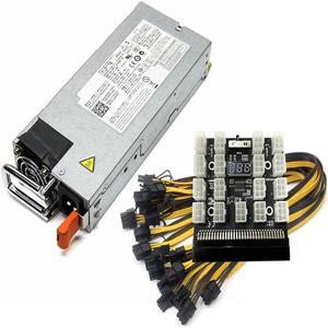 1400W GPU Mining Power Supply Kit Breakout Board 17pcs PCIe 6Pin to 62Pin Power Cable