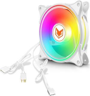 120mm ARGB Computer Case Fan 5V 3PIN PWM LED Cooling Fans Desktop PC Case Computer Chassis Heatsink Fan Accessories (White)