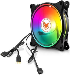 120mm ARGB Computer Case Fan 5V 3PIN PWM LED Cooling Fans Desktop PC Case Computer Chassis Heatsink Fan Accessories (Black)