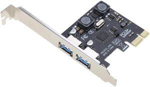 PCI-E to USB 3.0 Adapter 2-Ports 5Gbps Self-Powered USB 3.0 PCI E Expansion Card PCI Express USB Card for Desktop