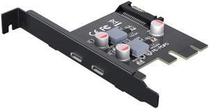 PCI Express x1/x4/x8/x16 to Dual Port Type C Data Transfer PD 20W Quick Charge USB-C Controller PCI-E Type C Add on Card