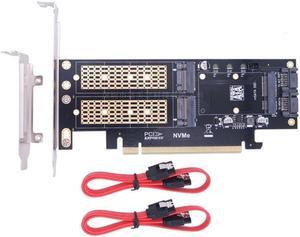 M.2 NVMe to Pci-E 4X 3 in 1 Expansion Card Adapter for Computer Laptop B+M Key MSATA Easy Installation Card