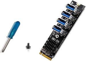 M.2 M-key to PCI-e X1 4 Port USB 3.0 Add on Card 1 in 4 Graphics Card Expansion ASM1184E for Desktop Computer Adapter