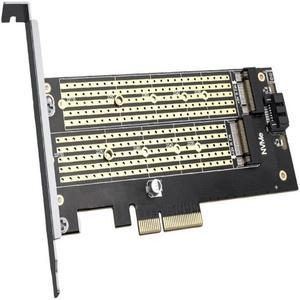 Dual M.2 PCIE 4.0 Adapter Card for NVMe / SATA SSD NVME (m Key) /SATA (b Key) 22110/80/60/42/30 SSD to PCIe x4 X8 X16