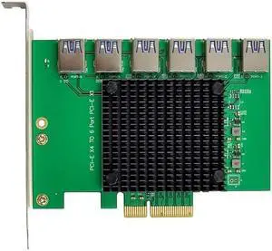 PCI-E X4 Usb3.0 to 6x PCIE X1 Conversion Expansion Card Asm1812 Chipset Support 2.5G/ 5G Transfer Driver