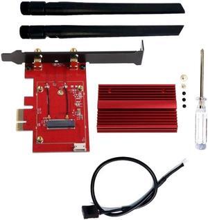 Pcie-1x To m.2 Ngff-Ekey Mini Mini Wireless Wifi Network Card Adapter Card Supports BluetoothRed