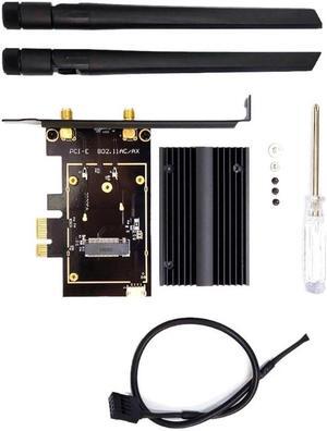 Pcie-1x To m.2 Ngff-Ekey Mini Mini Wireless Wifi Network Card Adapter Card Supports BluetoothBlack