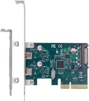 PC-E 4X to USB3.1 Gen2 Riser Adapter Card ASM1142 Control Dual Channel 10Gbps Type-C PCI-E Multiplier Expansion Card(as shown)