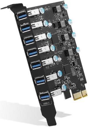 7-Port PCI-E to USB3.0 Expansion Card 7x USB-A PCI-Express USB Add in Card for Desktop PC Host Card Suport UASP