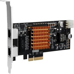 2 Port Gigabit Ethernet PCI-e x4 X8 X16 Network Interface Card Intel 350 Chip 10/100/1000Mbps with 2 Profile Brackets