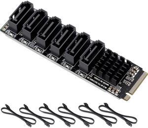 M2 NVME PCI-E PCIE 3.0 To 6 Port 3.0 SATA Adapter Card ASM1166 6Gbps M-Key Chassis PC Computer Expansion Card Converter