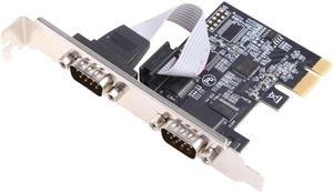 PCIE 2 Port Serial Expansion Card PCI for Express PCI-E to Industrial DB9 x2 Serial RS232 COM Port Adapter AX99100 Chip