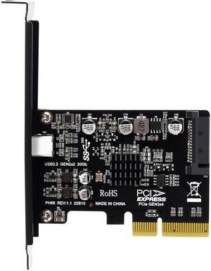 Desktop PCI-E X4 to Type-C Expansion Adapter Type C USB3.2 Gen2×2 20Gbps Fast Adapter with 15Pin Sata Drive-Free ASM3242