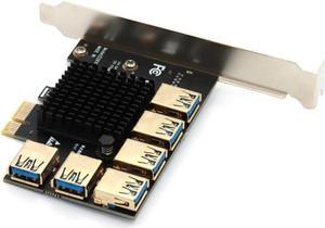 PCIe Converter PCI Express Multiplier Riser Card PCIE 1 to 6 External 16X Slot USB 3.0 Adapter Card for Desktop Computer