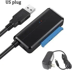 Konverter Adaptor Hard Drive USB 3.0 Ke Kabel Sata III untuk Adaptor SSD HDD Eksternal 3.5/2.5 Inci dengan Adaptor Daya 12V/2A(B With US Plug)