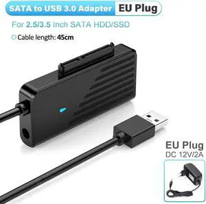 SATA Ke Adaptor USB Mendukung M.2 NGFF SSD USB 3.0 Ke Adaptor SATA untuk Hard Drive SATA SSD 2.5/3.5 Inci untuk Laptop(SATA - EU Plug)
