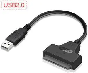 6 Gbps SATA To USB 3.0/2.0 Cable For 2.5 Inch External HDD SSD Hard Drive SATA 3 22 Pin Adapter USB 3.0 To Sata III Cord(20CM USB 2.0 GRAY)