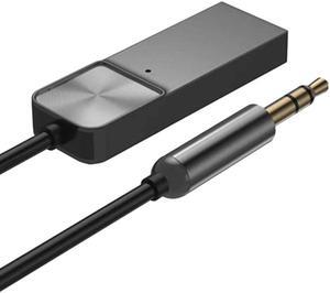 AUX Bluetooth-compatible Adapter Car 3.5mm Jack Dongle Cable Handfree Car Kit Audio Transmitter Auto BT5.0 Receiver(Dark Grey)