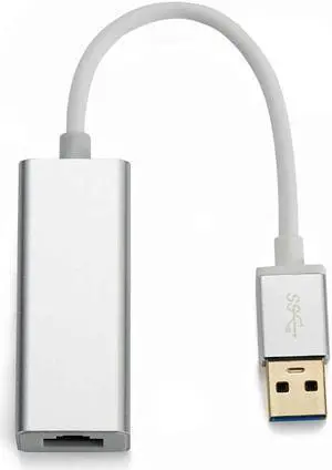 USB 3.0 Ethernet Adapter USB Network Card to RJ45 10/1001000Mbps Lan  for Win7/Win8/Win10 For Macbook Laptop Ethernet USB(Silver)