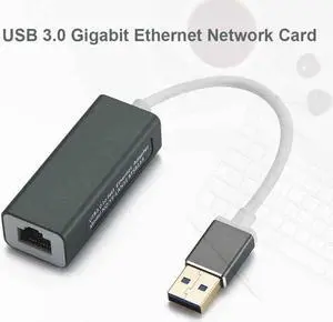 USB 3.0 Ethernet Adapter USB Network Card to RJ45 10/1001000Mbps Lan  for Win7/Win8/Win10 For Macbook Laptop Ethernet USB(Black)