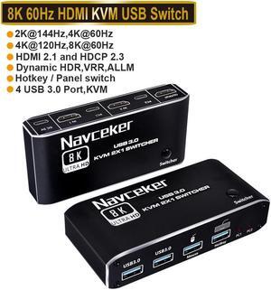 8K KVM Switch HDMI-compatible 4K 120Hz 2 Port HD KVM Switcher Box USB for Shared Monitor Keyboard And Mouse Printer PC(HDMI KVM Switch)
(ZY-AK4)