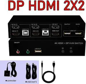 1pc Displayport HDMI KVM Switch dual monitor 4X2 2X2 HDMI Displayport USB KVM Switch Dual Display DP HDMI USB Switch KVM Switcher(check details)
(HDMI 2X2)