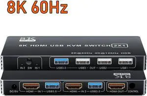 HDMI 2.1 KVM Switch 4k 120Hz with USB Dual port USB 8K HDMI KVM Switch HDMI 2.1 Hub Switcher 4K 60Hz HDMI Switch KVM USB(check remarks)
(4K 120Hz) HDMI 2.1 KVM Switch 4k 120Hz with USB Dual port USB 8K HDMI KVM Switch HDMI 2.1 Hub Switcher 4K 60Hz HDMI Switch KVM USB(check remarks)
(4K 120Hz)