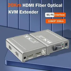 20Km HDMI KVM Fiber Extender HDMI With USB2.0 Over SC/FC port Fiber Optic Cable HDMI to Fiber Video Audio Transmitter Converter(EU Plug)
(One TX and One RX)