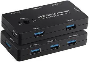 USB KVM Switch USB 2.0 Switcher KVM Switch for Windows 10 PC Keyboard Mouse Printer 2 PCs Sharing 4 Devices USB Switch(without usb2.0 cable)