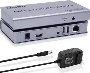 4K 60HZ HDMI 2.0 KVM Extender Via RJ45 Ethernet CAT6 Cable to 60M HDMI USB Extender Video Audio Transmit Support Keyboard Mouse(with AU Plug)