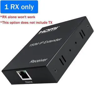 (with EU Plug)(1 RX only)150M HDMI Extender over IP /TCP Rj45 Cat5e/6 1080P HDMI Ethernet Video Extender Support one TX to Multiple RX by Ethernet Switch