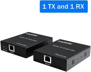 (with AU Plug)(1 TX and 1RX)150M HDMI Extender over IP /TCP Rj45 Cat5e/6 1080P HDMI Ethernet Video Extender Support one TX to Multiple RX by Ethernet Switch