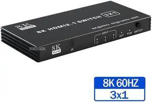 8K 60Hz HDMI 2.1 Switch 4x1 3x1 5x1 4K 120Hz HDMI Switch Selector Hub 4 in 1 out With IR Remote 8K 48Gbps for Xbox PS5 Projector(Switch 3x1)