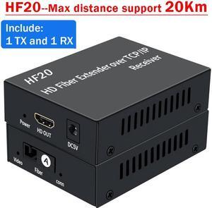 (with AU Plug)(HF20-TX and RX)3Km HDMI Fiber Extender over SC Fiber Optical Cable 1080P 20Km HDMI Extender over Fiber Optic Transceiver Video Audio Extension