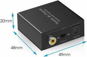Bi-directional Coaxial to Optical Converter Stereo Audio Toslink to Coaxial and Coaxial to Optical Toslink