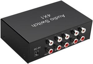 4 Way Stereo L/R Sound Channel Bi-Directional RCA Audio Switcher 1 in 4 Out or 4 in 1Out L/R Sound Channel Audio Switch Selector