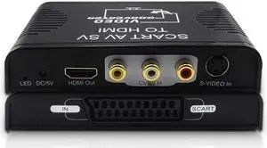S-video composite AV Scart to HDMI converter Switch box 3-in-1 Scart+S-video+composite AV RCA to HDMI converter