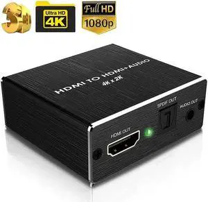 HDMI Audio Extractor HDMI to HDMI and Optical+ 3.5mm Stereo Audio Extractor Converter HDMI Audio Splitter Adapter