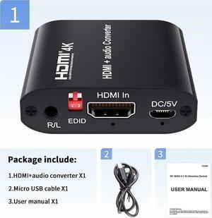 4K 30Hz HDMI Audio Extractor Digital/Analog Audio Output HDMI to SPDIF Optical 3.5mm AUX Stereo Audio Converter for PC PS4 Xbox