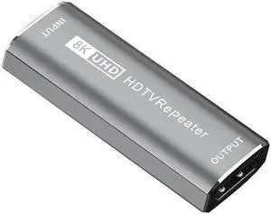 8K HDMI Repeater Extender 30M HDMI 2.1 Signal Booster Amplifier HDMI Female to Female Connector 8K 60HZ Video Extender Converter(Grey)