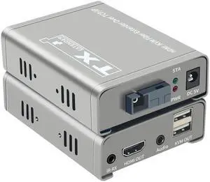 20Km HDMI KVM Extender over Optic Fiber cable HDMI USB KVM Extender Transceiver Audio Video Converter Support USB Keyboard Mouse(US Plug)