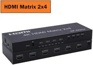 (EU Plug)(Matrix 2x4)4K 60Hz 4x4 HDMI Matrix Switch 4 in 4 out Matirx HDMI Splitter Switch 4x4 6x2 4x2 2x4 HDMI Matrix Switcher Audio Video Converter