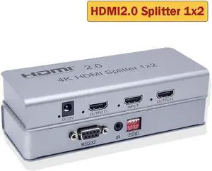 4K 60Hz 1x8 HDMI 2.0 Splitter 1 in 2 4 6 8 out 1x2 1x4 HDMI Distributer Splitter Video Converter EDID RS232 for PS4 PC DVD To TV(UK Plug)
(HDMI 2.0 4K 1X2)